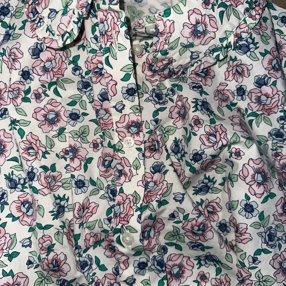 J Crew Factory Printed puff-sleeve ruffle-collar top Ivroy Rose Water 3X Plus - Picture 9 of 9